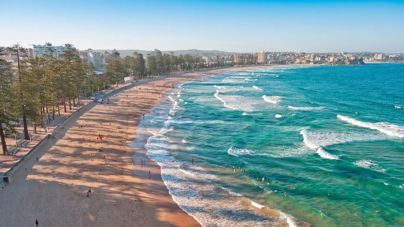 океан, пляж, дома, люди